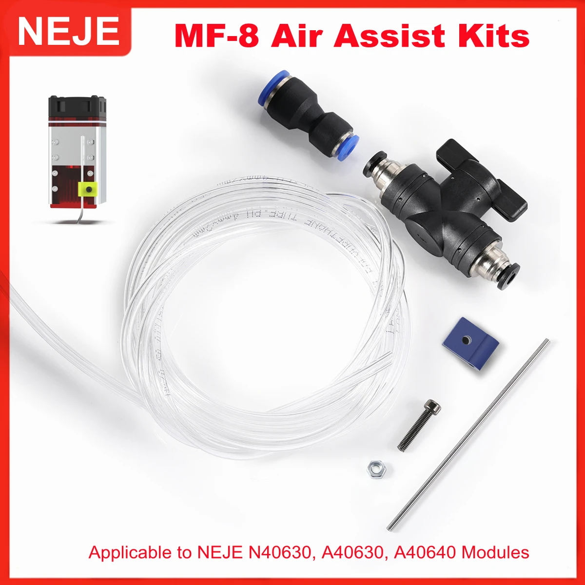 

NEJE MF8/MF15/AF6/AF8 Metal Nozzle Air Assist Kit for NEJE Laser Module A40640/A40630/N40630/F30130 High Pressure Max 1.5MPA