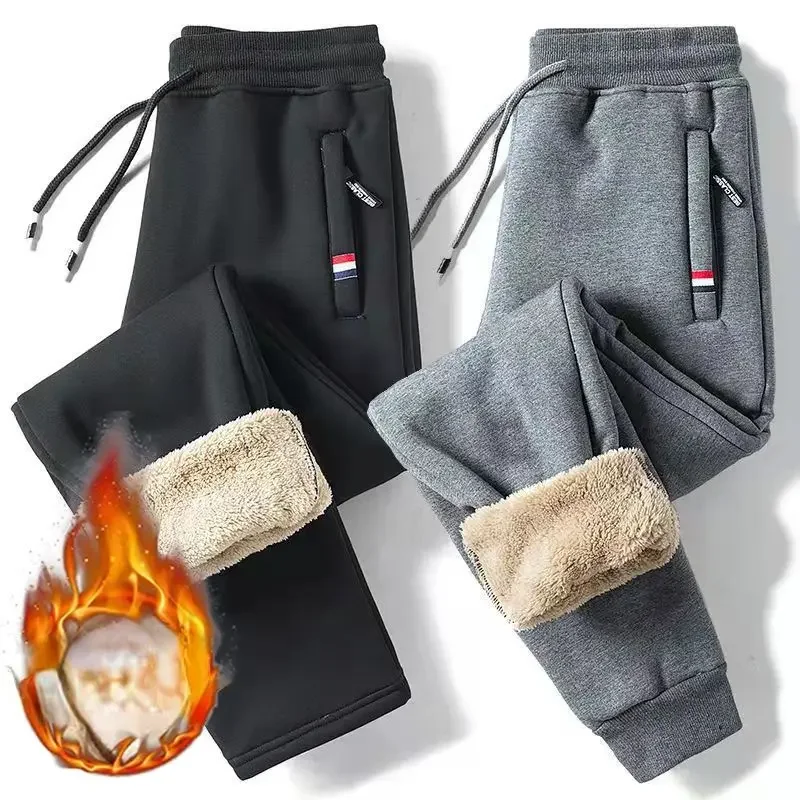 Open-Crotch Pants Winter Men 'S Fleece-Lined Thickened Casual Pants Invisible Zipper Couple Dating Sex Free Off Convenient