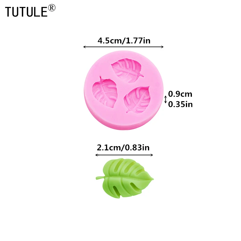 DIY Tropical Rainforest Turtle Back Leaf Fondant Mold Cake Baking Mini Leaf Drops Glue Silicone Chocolate Candy Mold