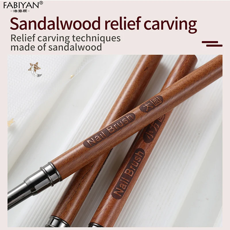 Sandalwood Nail Art Glue Phototherapy Pen UV Gel Brush Painting Drawing Flowers Nail Brushes Manicure Tools For Nail Salon