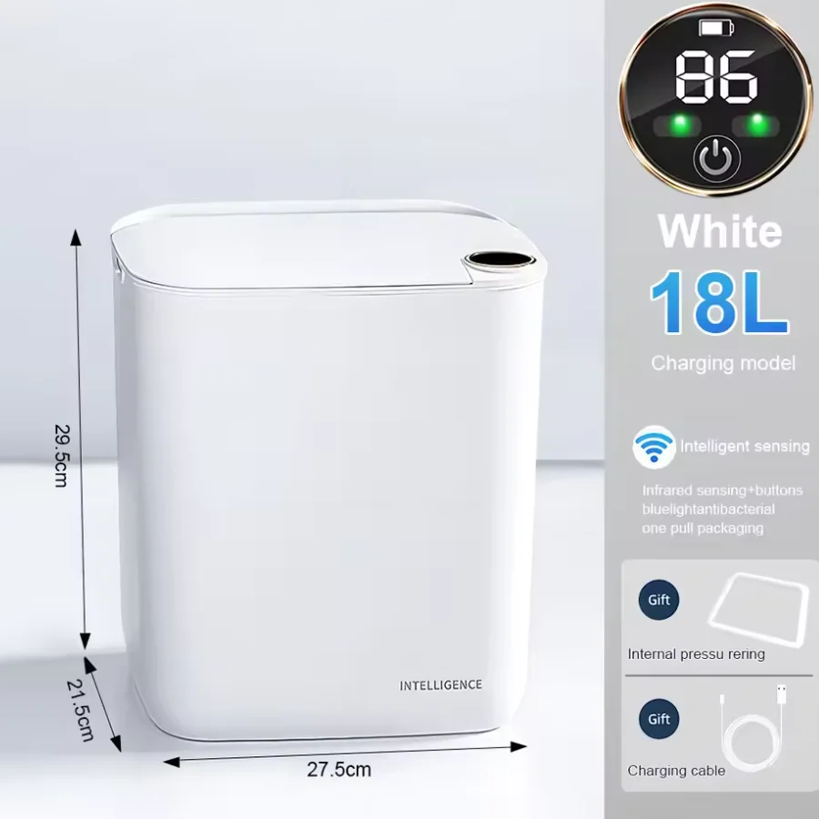 20L Smart Sensor Trash Can With Display  Recharging Automatic Wastebin For Bathroom Kitchen Toilet Wastebasket Smart home