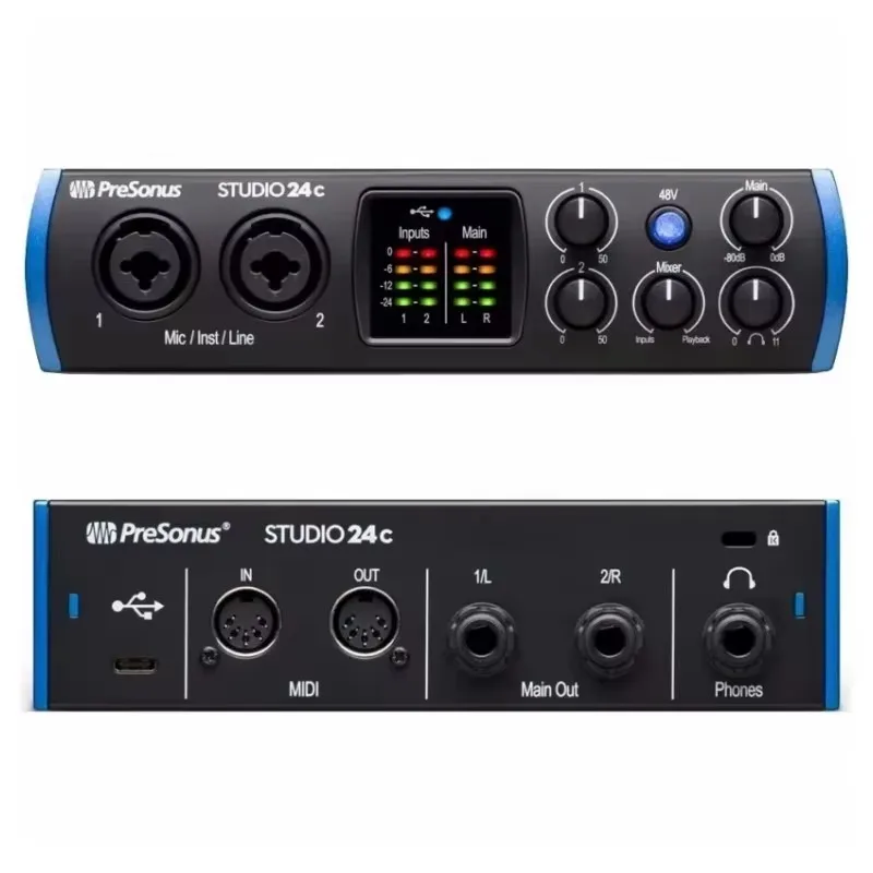 PreSonus Studio 24C ultra-high audio interface sound card With 2 mircophone preamps for ultra-high-definition recording,mixing