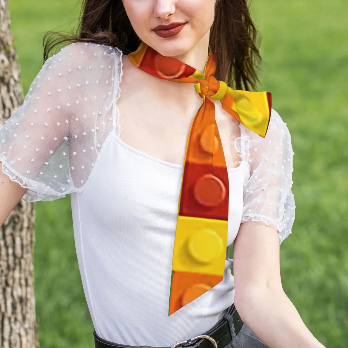 Building Blocks Construction Brick Women Long Narrow Scarf Soft Skinny Scarf Multi-use Neck Head Wrap for Office Daily Party