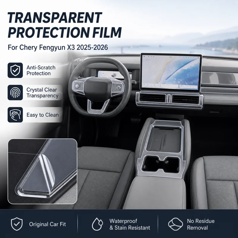 For Chery Fengyun X3 2025-2026 Center Console Gear Shift Interior Sticker Custom Modification Transparent Paint Protection Film
