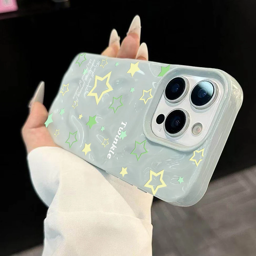 Koreanische Stars Mode Handyhülle für iPhone 17 16 15 14 13 12 11 Pro Max 14 Plus 17Air Falten-Wellen Weiche Silikon Anti-Sturz-Hülle – Detail 1