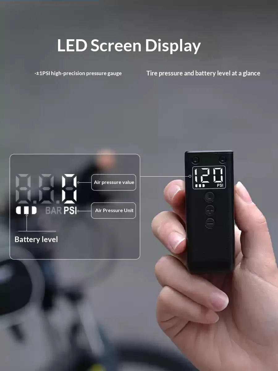 CYCPLUS AS2 Pro Mini Electric Bicycle Pump LED Display Portable High Pressure Tire Inflator view 6