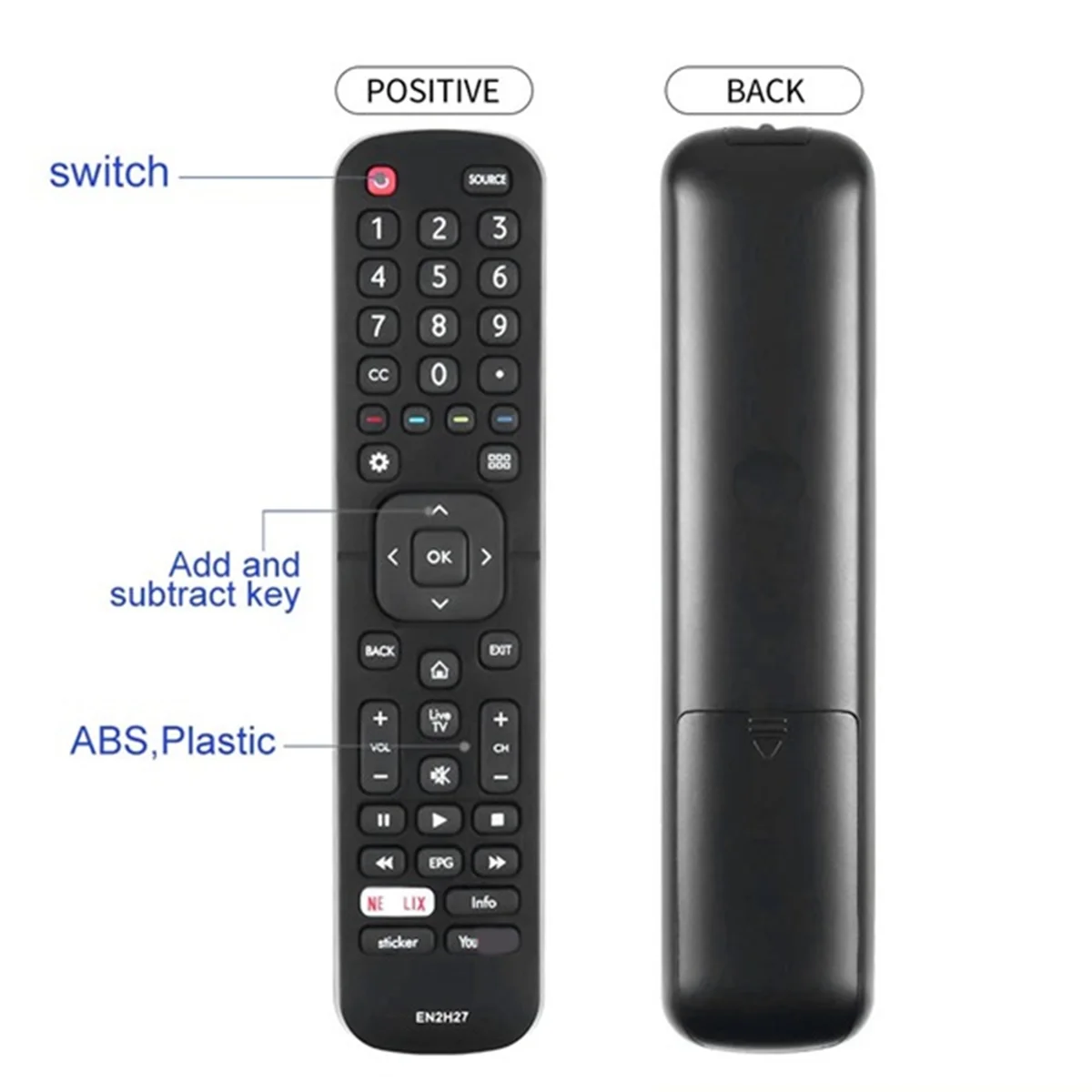 EN2H27 LCD TV Remote Control for Hisense N2A27ST EN2AW27H EN2AG27 Multi-Function Smart TV Remote