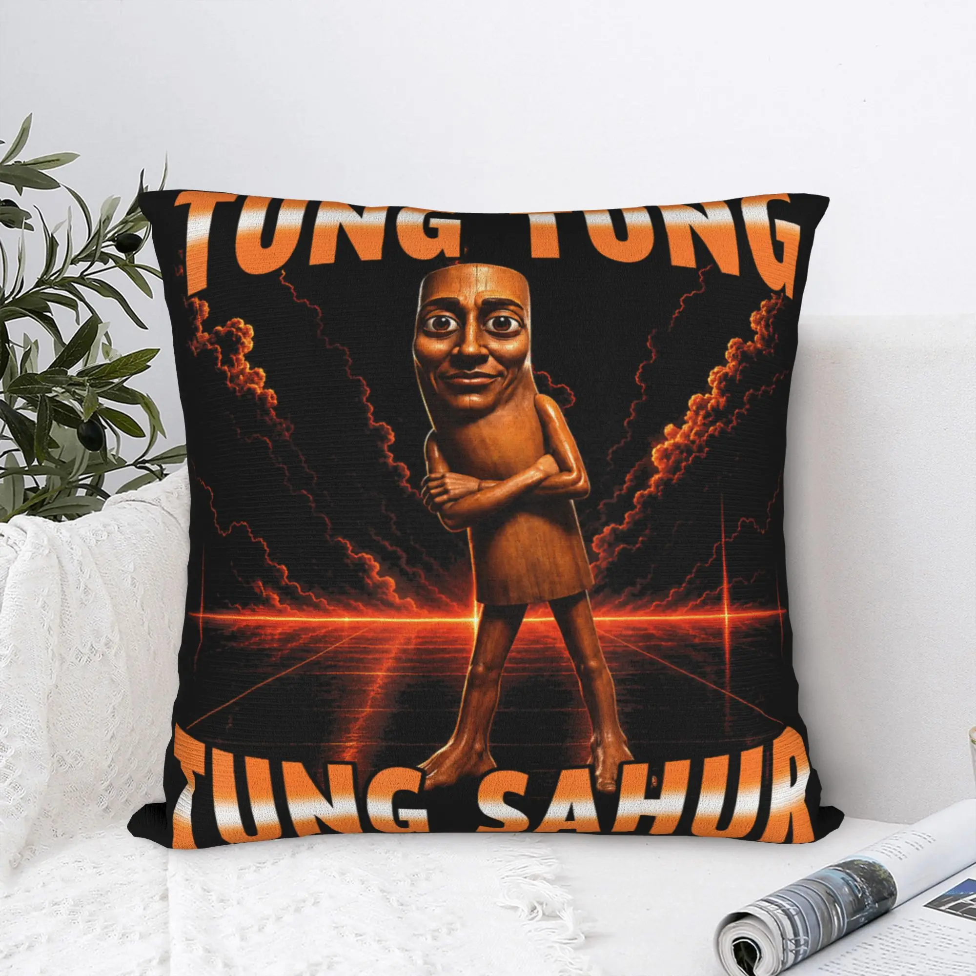 Tung Tung Tung Sahur is Calling Dance Meme Pillow Cover  Soft Cushion Cover Cute Funny Pillow Case For Living Room Bed Chair