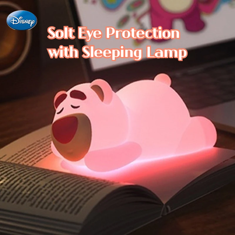 Disney Toy Story Lotso Multifunctional Pat Lamp Night Light Kids Bedroom Bedside Atmosphere Sleep Light Eye Protection Xmas Gift