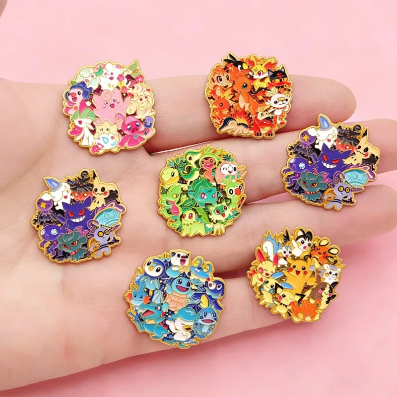 

3/6Pcs New Pokemon Elf Enamel Pins Cute Pikachu Gengar Eevee Bulbasaur Squirtle Charmander Lapel Bagde Anime Brooch Gift