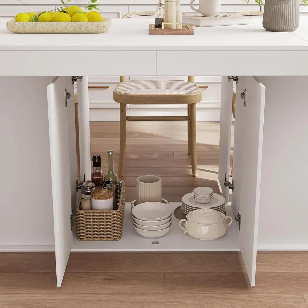 Large Rectangular Dining Table for 6-8, 78 Counter Height with Storage, Suitable for Kitchen, Dining, Living Rooms