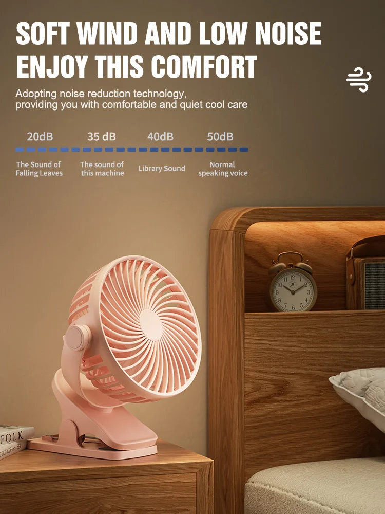 Portátil USB Mini Clip Fan, rotação de 360 °, ventilador de mesa ajustável, ultra-silencioso, ventilador elétrico, pequeno ventilador para estudante