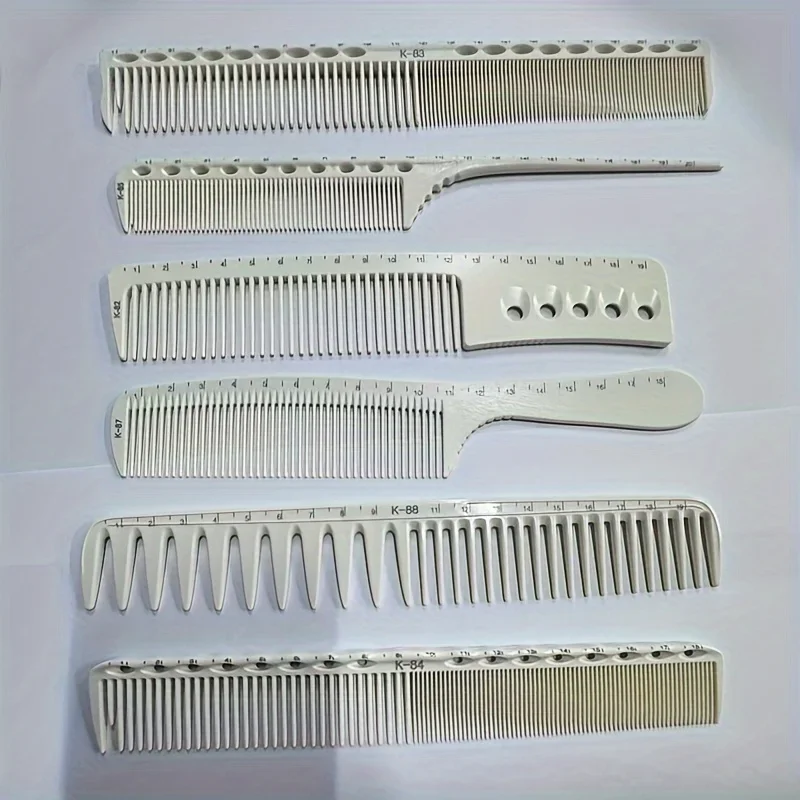 6pcs Professional Hair Cutting Comb Set, Anti-Static Carbon Fiber Combs With Scale, Salon Barber Styling Tool Kit
