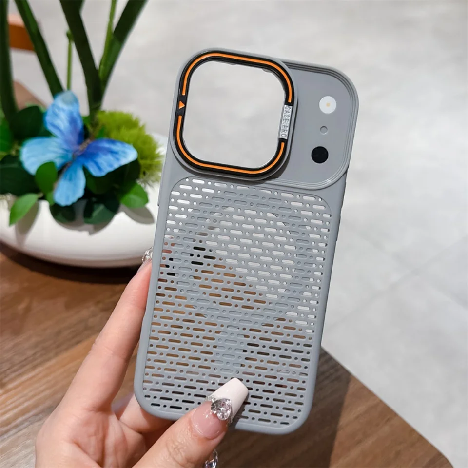 Funda con soporte para lente y disipación de calor, magnética Magsafe para iPhone 17 16 15 14 Plus 13 12 11 Pro Max, esmerilada, con marco 5
