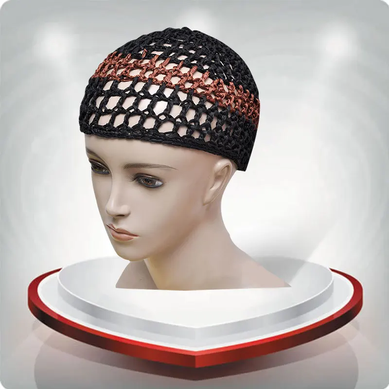 Cappello musulmano Cappelli da donna fatti a mano africani a linea cava Cappelli da preghiera colorati da donna a tesa piatta