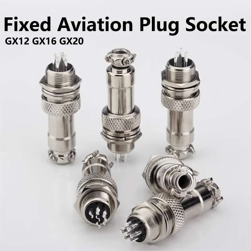 

5/10/100Set GX12 GX16 GX20 Aviation Male Female Connector 2 3 4 5 6 7 8 9 10 12 14 15 Pin Docking Cable Aviator Plug Socket