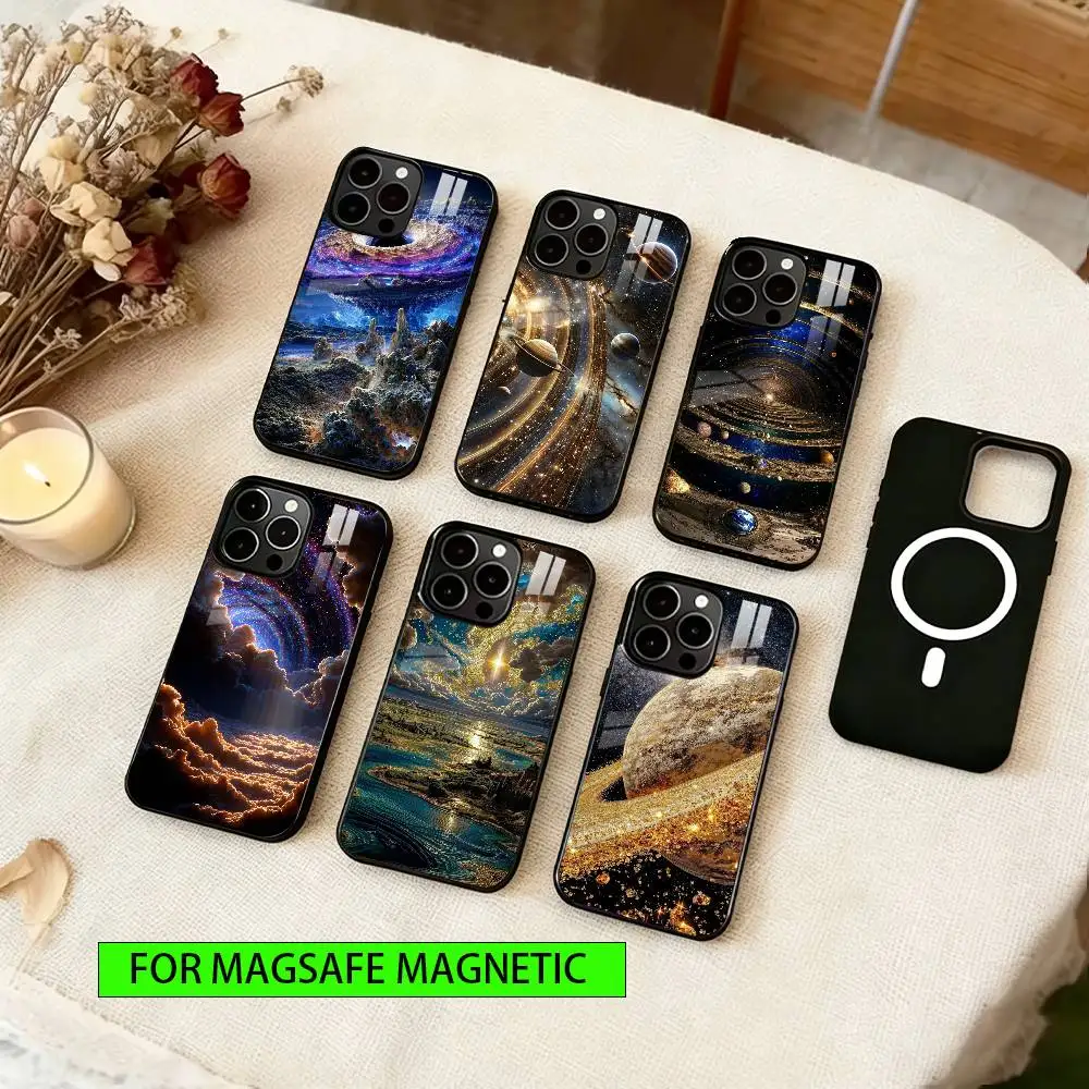 

Starry Sky Phone Case For iPhone17,16,15,14,13,12,11 Plus,Pro Magnetic For Magsafe Wireless Charging