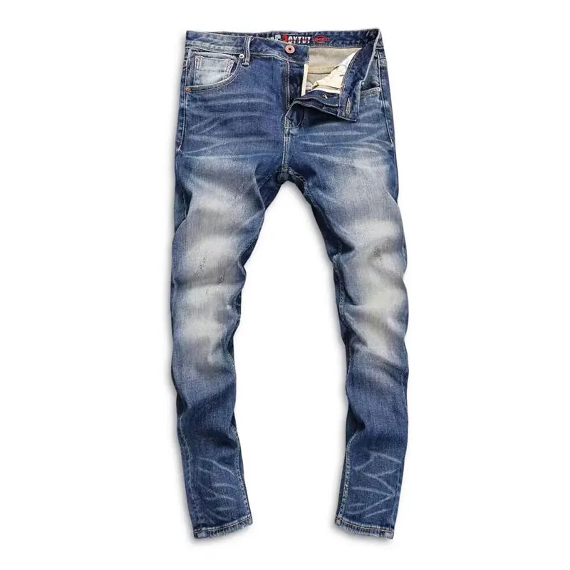 Fashion Designer Men Jeans High Quality Retro Blue Stretch Slim Fit Ripped Jeans Men Classical Trousers Vintage Denim Pants