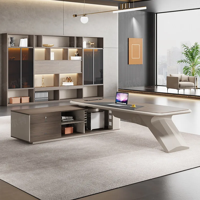 Nordic Aesthetic Office Desk Modern Wooden Reception Design Computer Office Desk Decoration Luxury Scrivania Salon Furniture - view 2