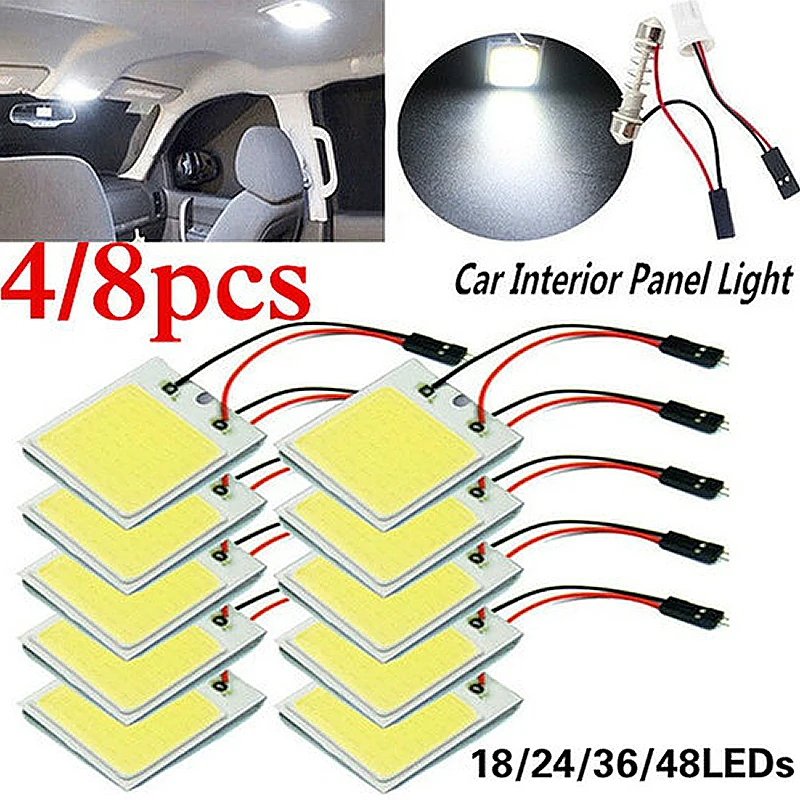 4/8 PCS Car Interior Accessories 18/24/48 SMD T10 4W 12V COB Car Interior Panel LED Lights Lamp Bulb Car Dome Light Car Panel