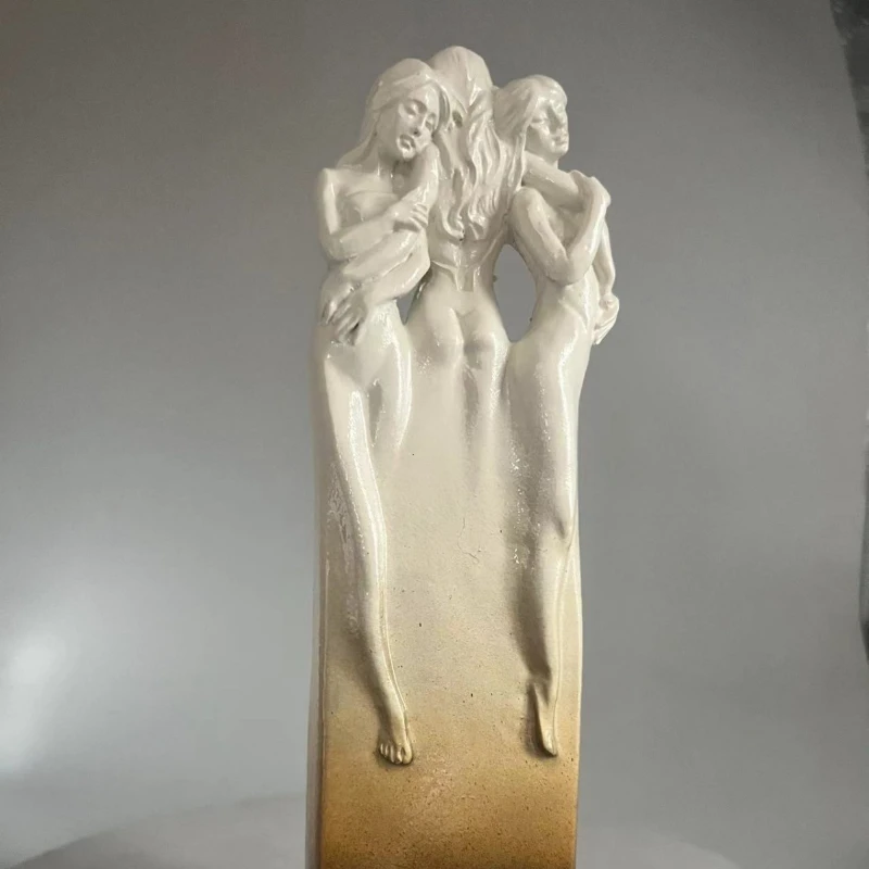 

Handmade Three Goddesses Sculpture Resin Art Statue Vintage Greek Mythology Decor for Home GardenOffice Library Collectible Gift