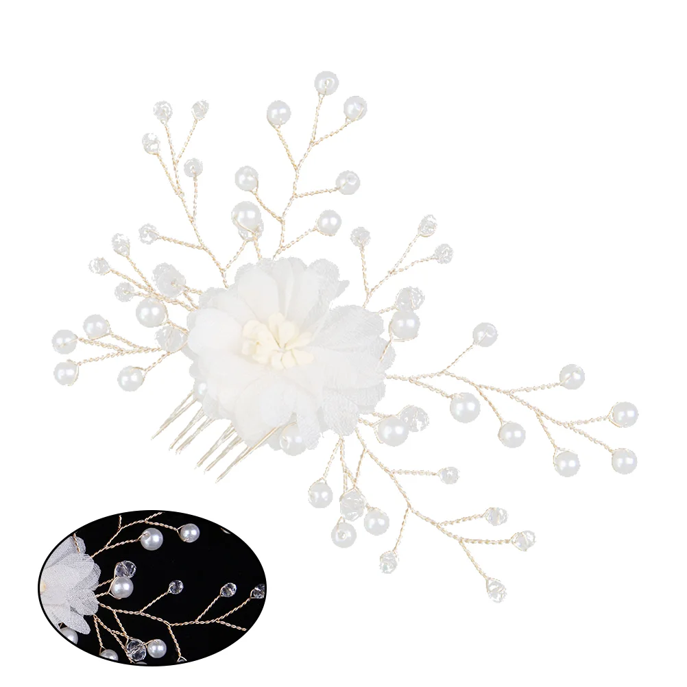 

Flower Hair Comb Wedding Headpiece Bridal Headdress Headgear Bride Insert Pearl