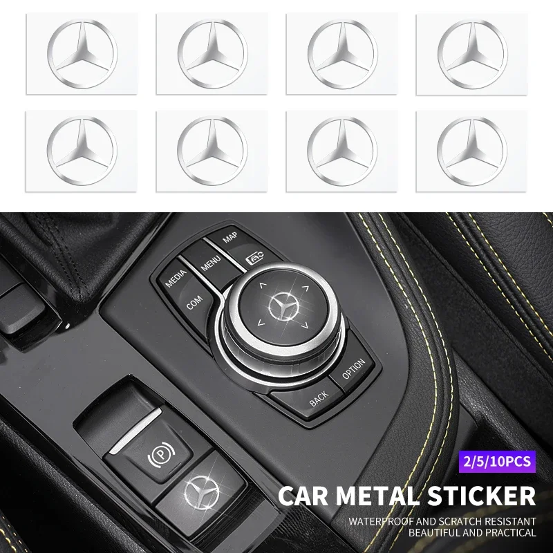 10PCS Car Metal Emblem Wiper Stickers Reflective Decor Decals For Mercedes benz A C E S Class CLA CLS W212 W213 W204 Accessories