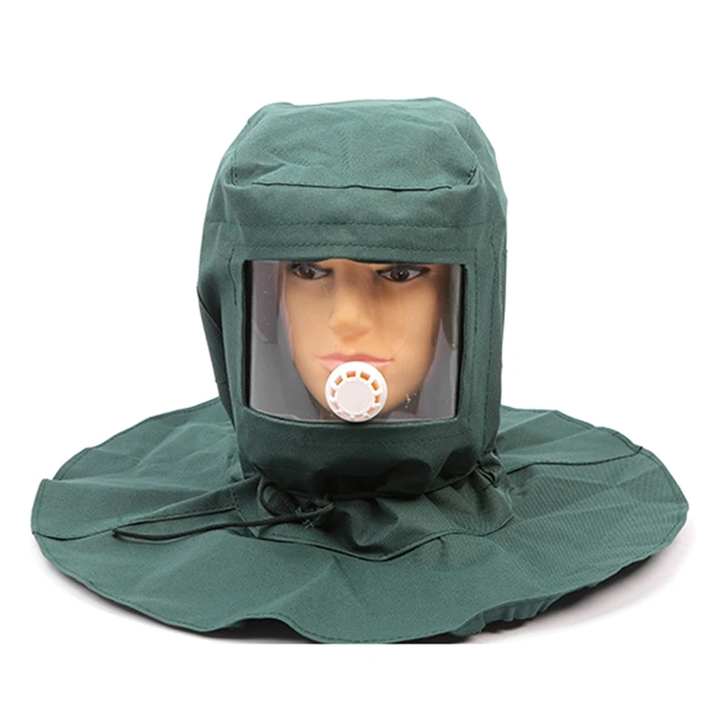 Industrial Labor Work Protectioncanvas Sand Blasting Hood Anti Wind Anti Impact  Mild Blasting Polishing Helmet