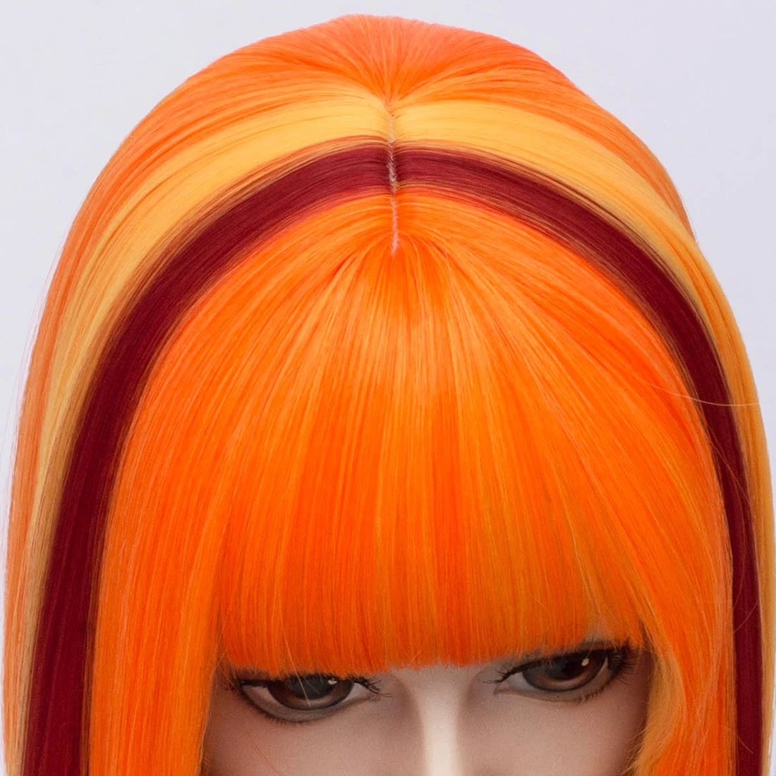 GAKA – perruque de Cosplay synthétique courte ondulée Orange ombrée avec frange pour femmes, en Fiber résistante à la chaleur pour fête d'halloween