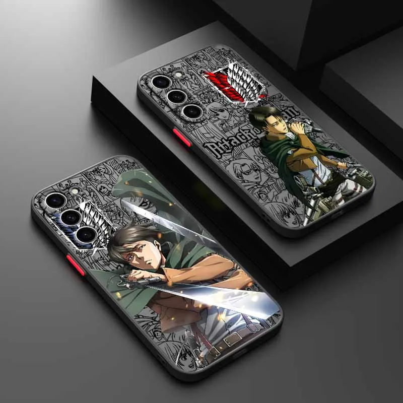 Attack on Titan Anime Cover For Samsung S25 S24 S23 S22 S21 S20 S10 Ultra Plus Frosted Translucent Funda Silicone Phone Case