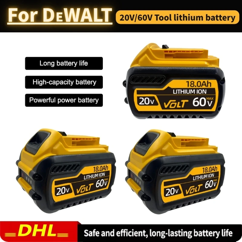 

Аккумулятор для мощных инструментов DeWALT 20В/60В 18Ач, зарядное устройство для аккумуляторов 60В 12Ач 18Ач, Li-Ion FlexVolt DCB205, DCB206, DCB609