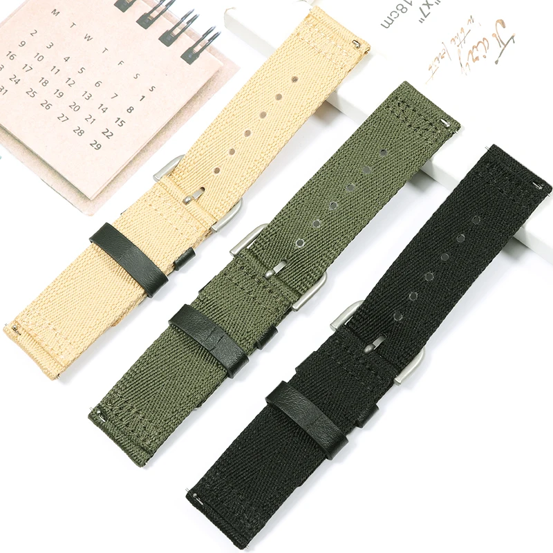 Men\'s Canvas Nylon Watch Strap for Casio Quick Release Anti-Allergy Army Green Khaki PRG-600YB PRW-6600 PRG-650 Men\'s 24mm