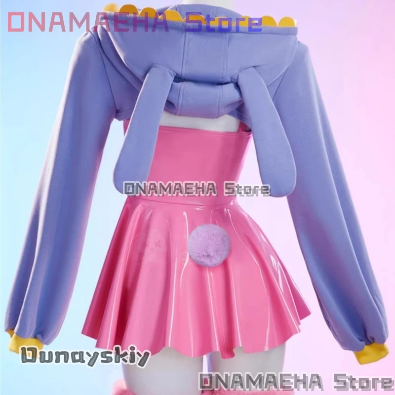 

Circus IAX Rabbit PU Leather Bandage Dress With Rabbit Ears ONAMAEHA@ Anime Cosplay Costume Women Halloween Wear Jirai Kei‌‌‌