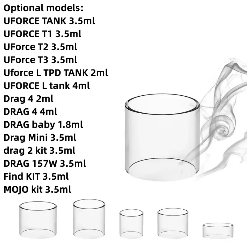 

5PCS YUHETEC Glass Beaker Tube for VOOPOO UFORCE Tank T1 UForce T2 Drag 4 DRAG Baby 157W Find KIT