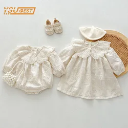 Spring Baby Girls Long Sleeve Sisters Sweet Rompers Infant Kids Baby Girls Embroidery Princess Children Clothes Dress