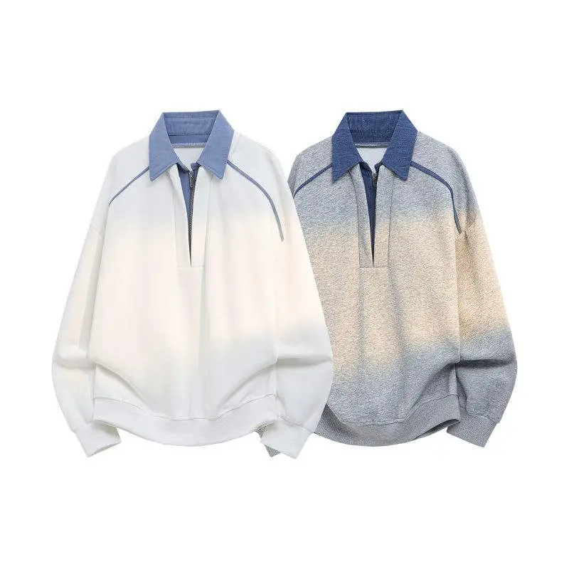 

Мужская толстовка на молнии с V-образным вырезом, повседневная, удобная, из смесового хлопка и полиэстера, однотонная, весна-осень