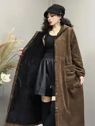 Oversized Women's Clothing Autumn And Winter Jacket Cotton Jacket Hooded Sweatershirt Winter Plush And Thickened Dress Winter