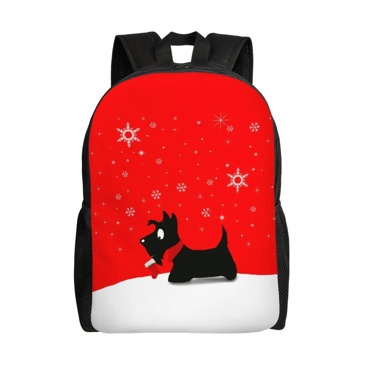 Holiday Scottie Dog Backpacks for Men Women Waterproof College School Scottish Terrier Bag Print Bookbags