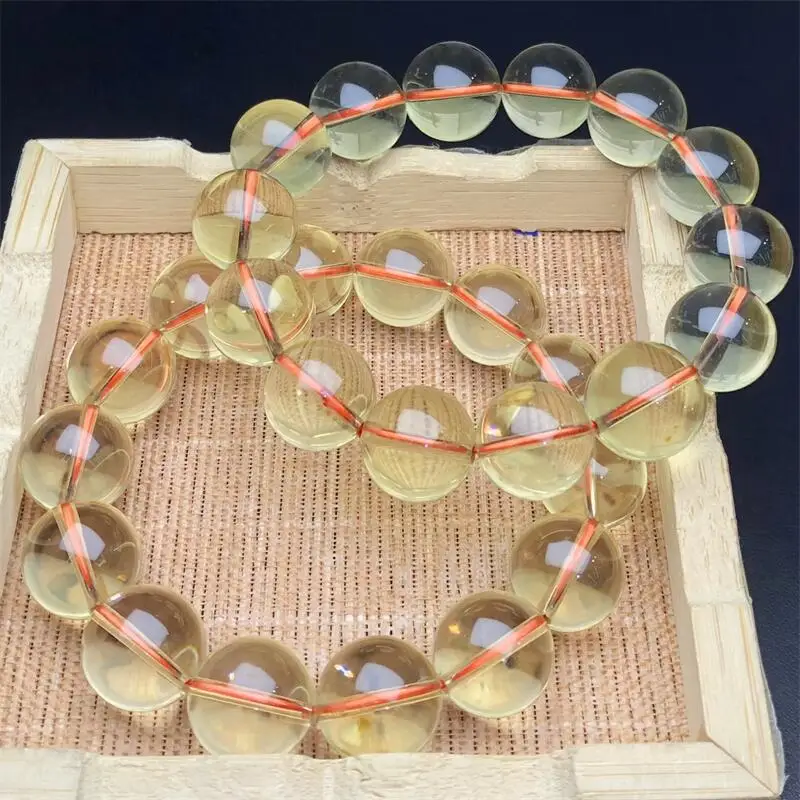 16MM Natural Citrine Bracelet Crystal Yoga Reiki Healing Stretch Bangles Female 1PCS