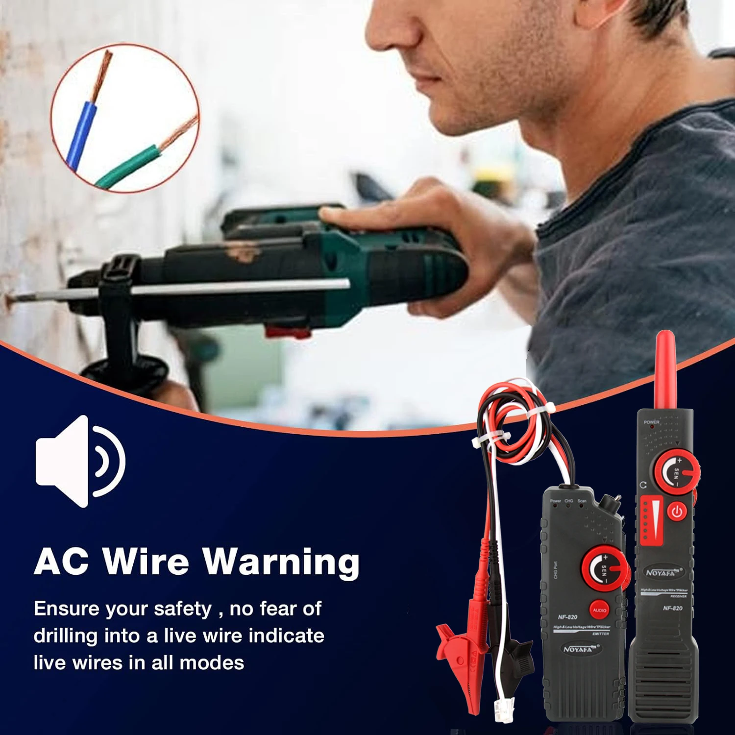 Noyafa-rastreador de Cable subterráneo NF-820, localizador de cables antiinterferencias, alta y baja tensión, herramientas de red