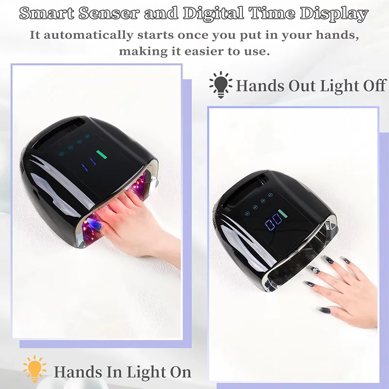96W zwarte oplaadbare nagellamp H45 draadloze gellakdroger UV-licht voor nagels manicure licht draadloze nagel UV LED-lamp