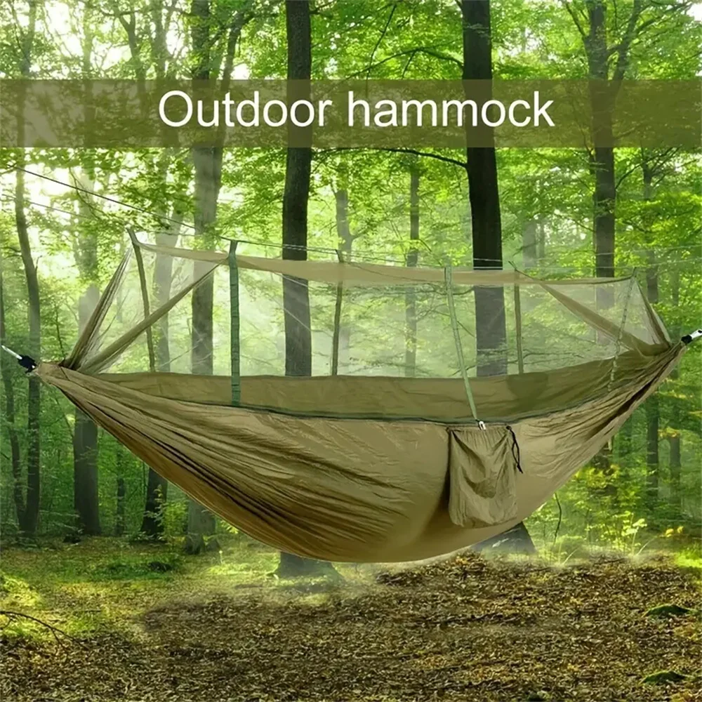 1PC Outdoor Camping Hammock With Mosquito Net Buckle Durable And Tear Resistant Mosquito Net Hammock Insect Proof Hiking Hammock