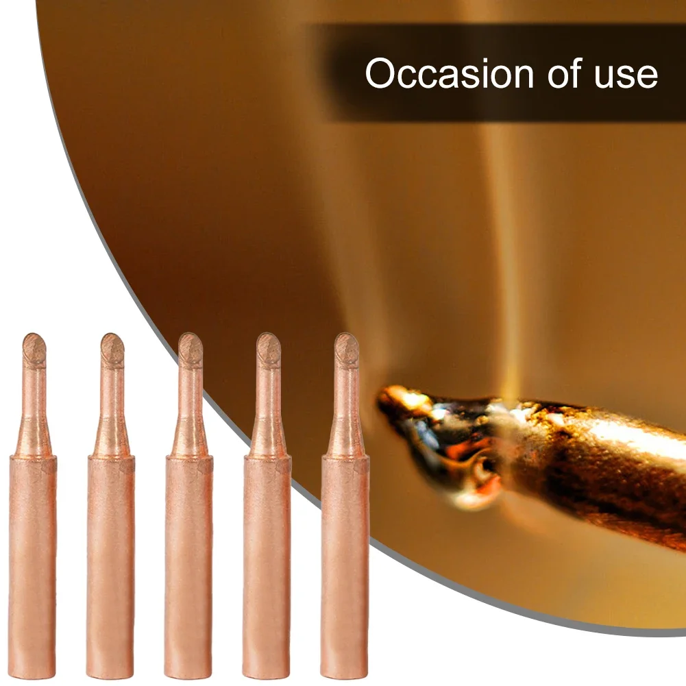 5pcs 900M-T Copper Soldering Iron Tips Lead-Welding Solder Tip Electric Soldering Iron Soldering Tools