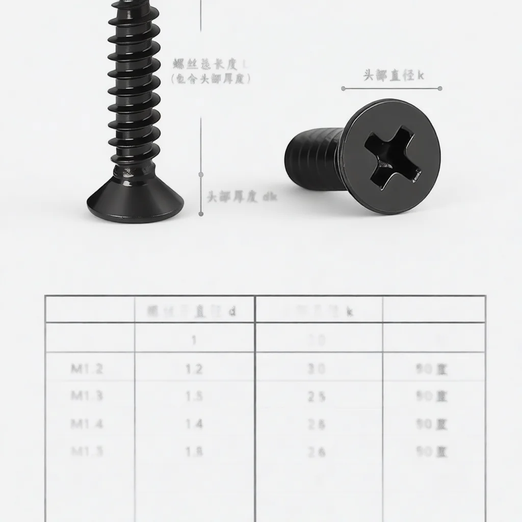Versatile KA Flat Countersunk Self Tapping Screws Carbon Steel Black Zinc Finish Cross Recessed Wood Metal Fasteners