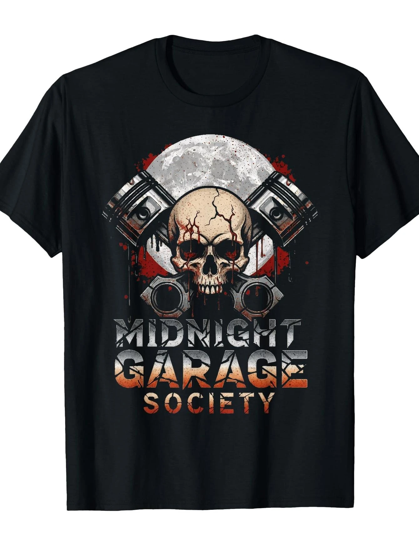 Automotive Engine & Skull Piston Garage Mechanic T-Shirt 100% Cotton O-Neck Short Sleeve Summer Casual Mens T-shirt Streetwear