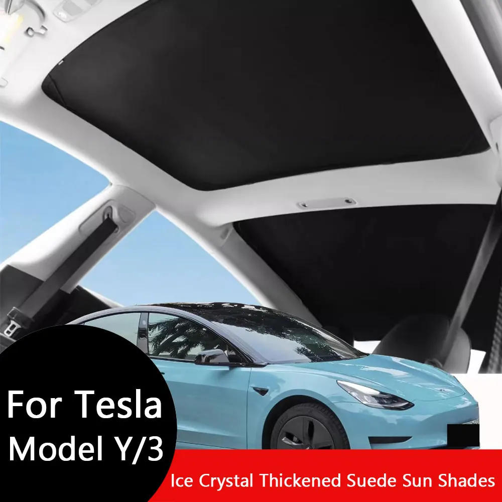 Sun Shades For Tesla Model 3 Highland Model Y 2017-2024 Ice Cloth Buckle Sun Pare Glass Front Rear Sunroof Skylight Accessory