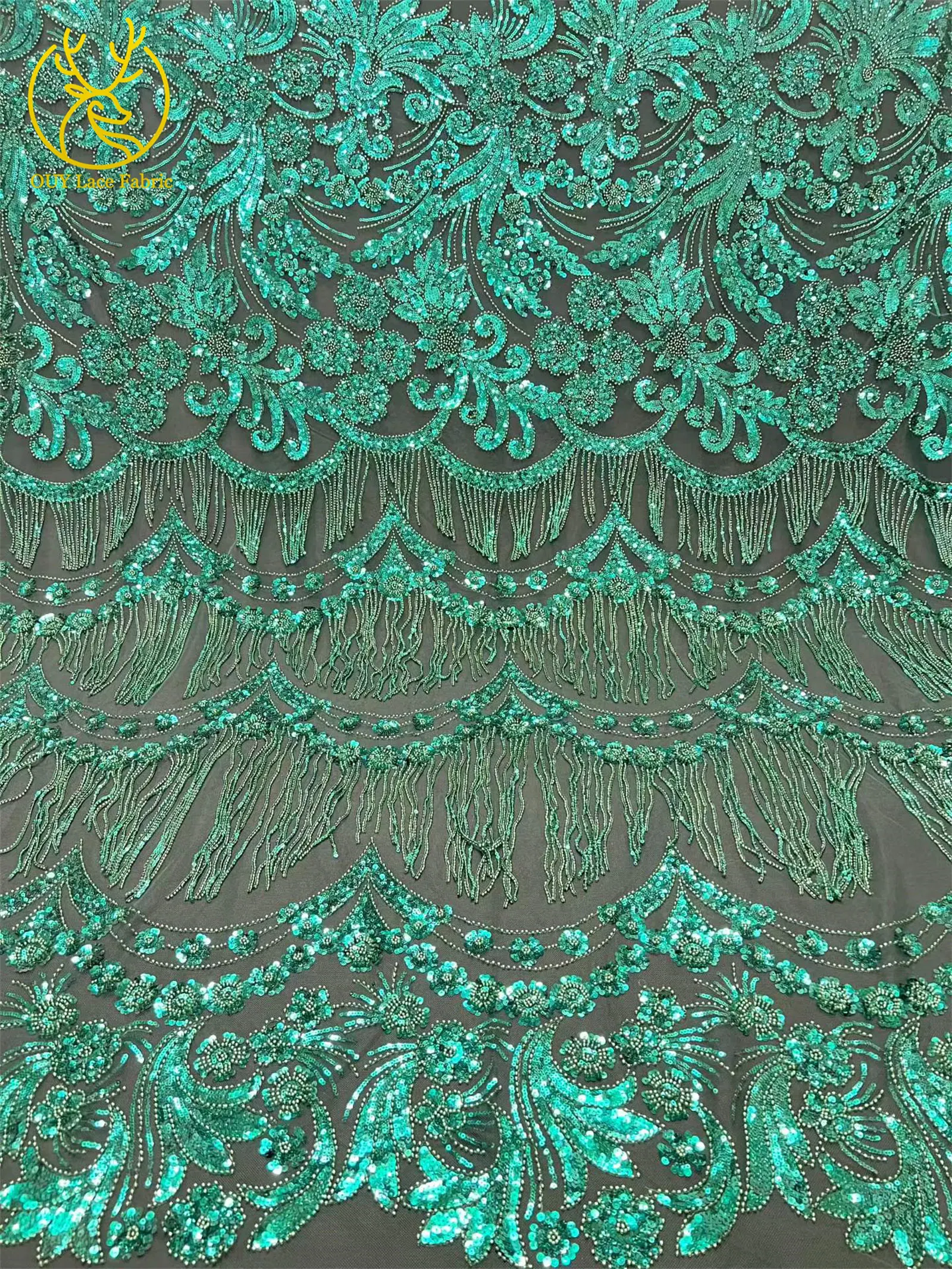 Afrikanischer 3D-Quasten-Perlen-Spitzenstoff 5 Yards Französischer Tüll Pailletten-Spitzenstoff Nigerianischer Netzspitzenstoff für Hochzeitskleider – Detail 16