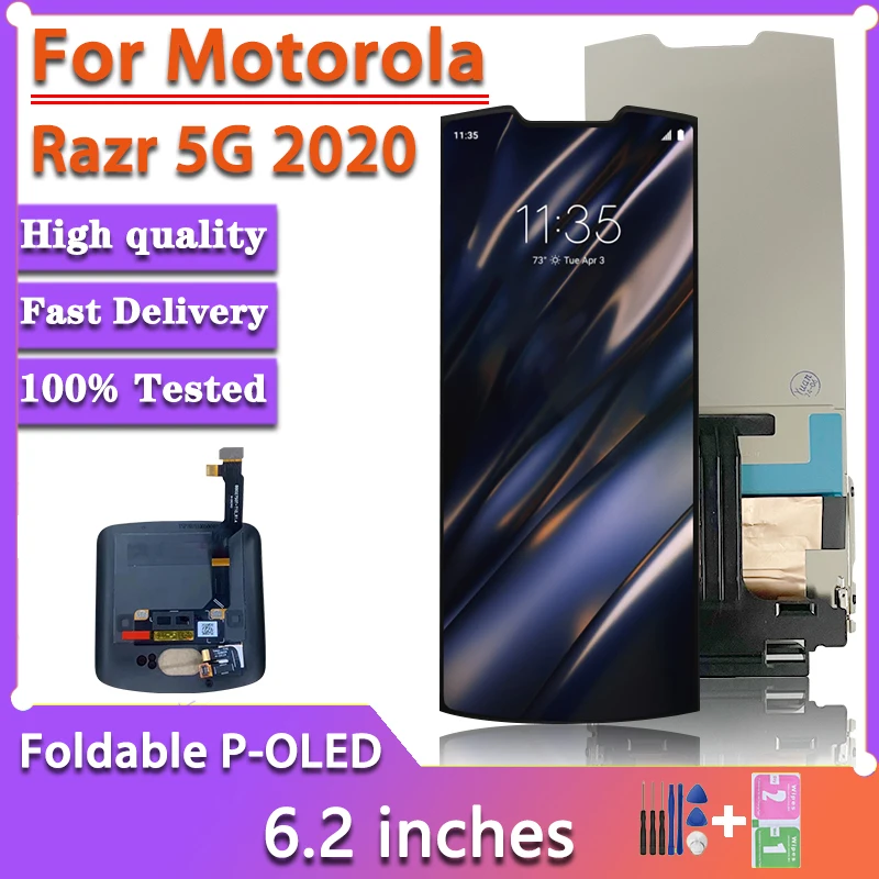 100% New For Motorola Razr 5G XT2071-4 LCD Display Big LCD Touch Screen Digitizer For Moto Razr 5G 2020 XT2071-3 Small LCD