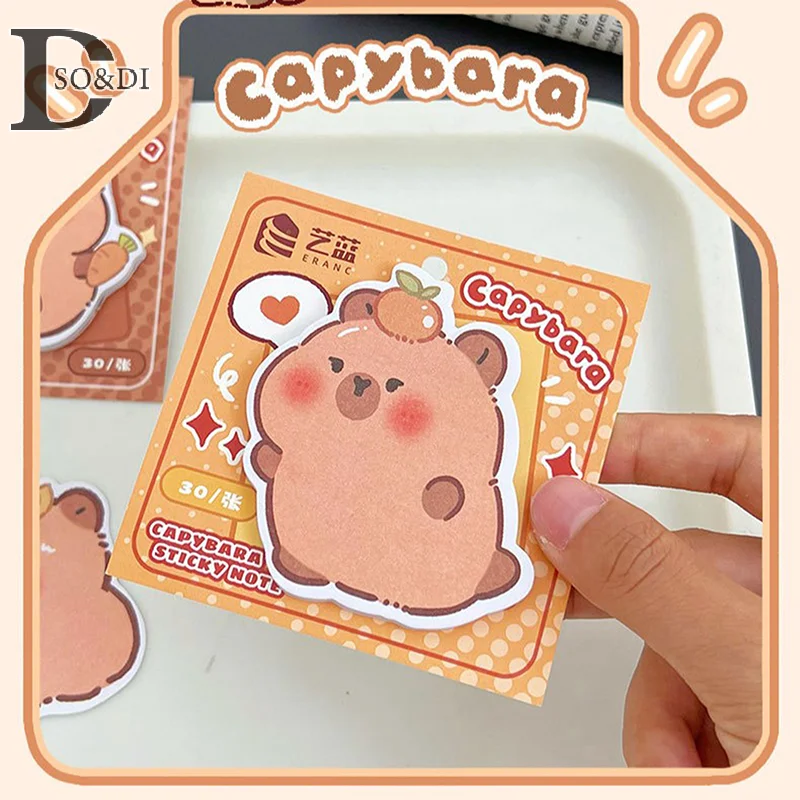 Capybara de dibujos animados para niños, 30 hojas, Kawaii, creativo, divertido, nota adhesiva, moda linda, forma especial, regalos