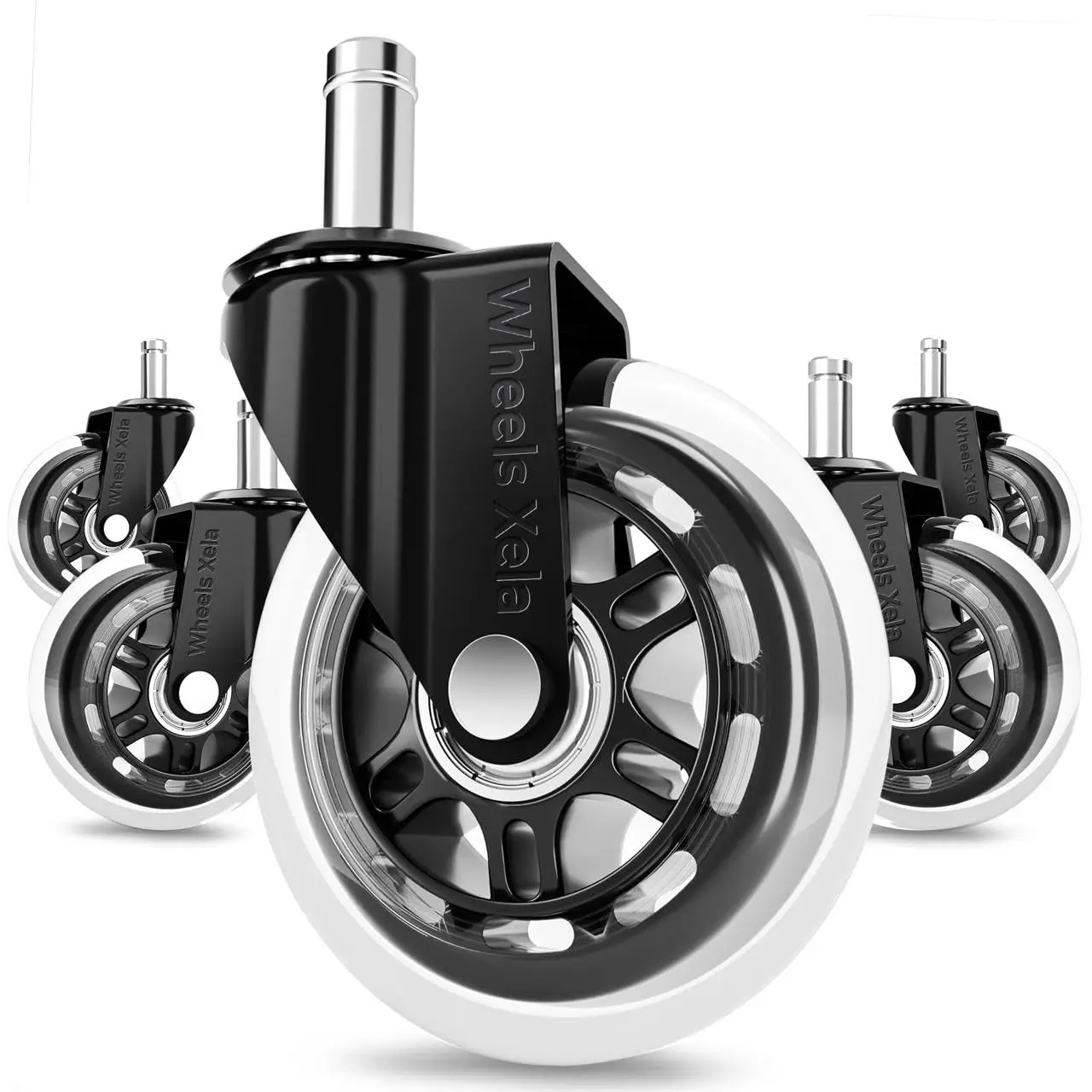 

Office Chair Caster Wheels, Set of 5, 3 Inch Heavy-Duty Replacement Rubber Wheels for Desk & Gaming Chair, Easy Install, All